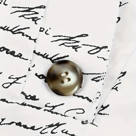 Tunic blouse blk/white script pattern. Loose fit. nwot Great spring summer Beach - Picture 2 of 5